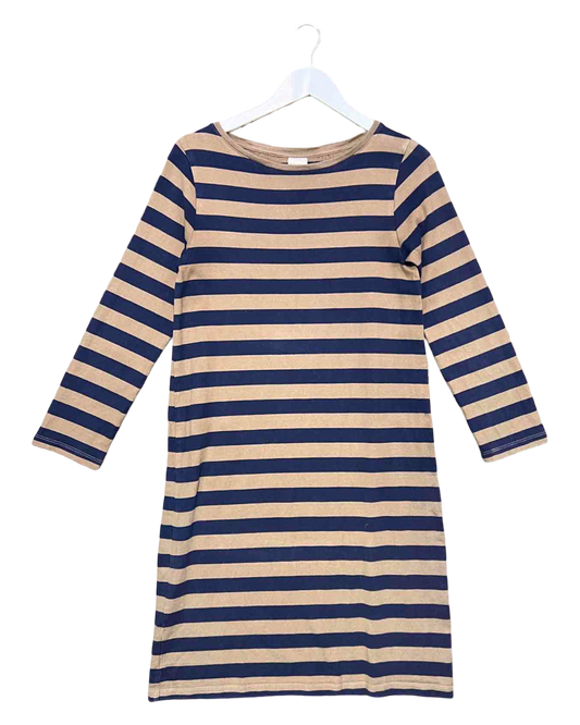 Size XS |  Kowtow Navy and Taupe Stripe Brenton T-shirt Dress