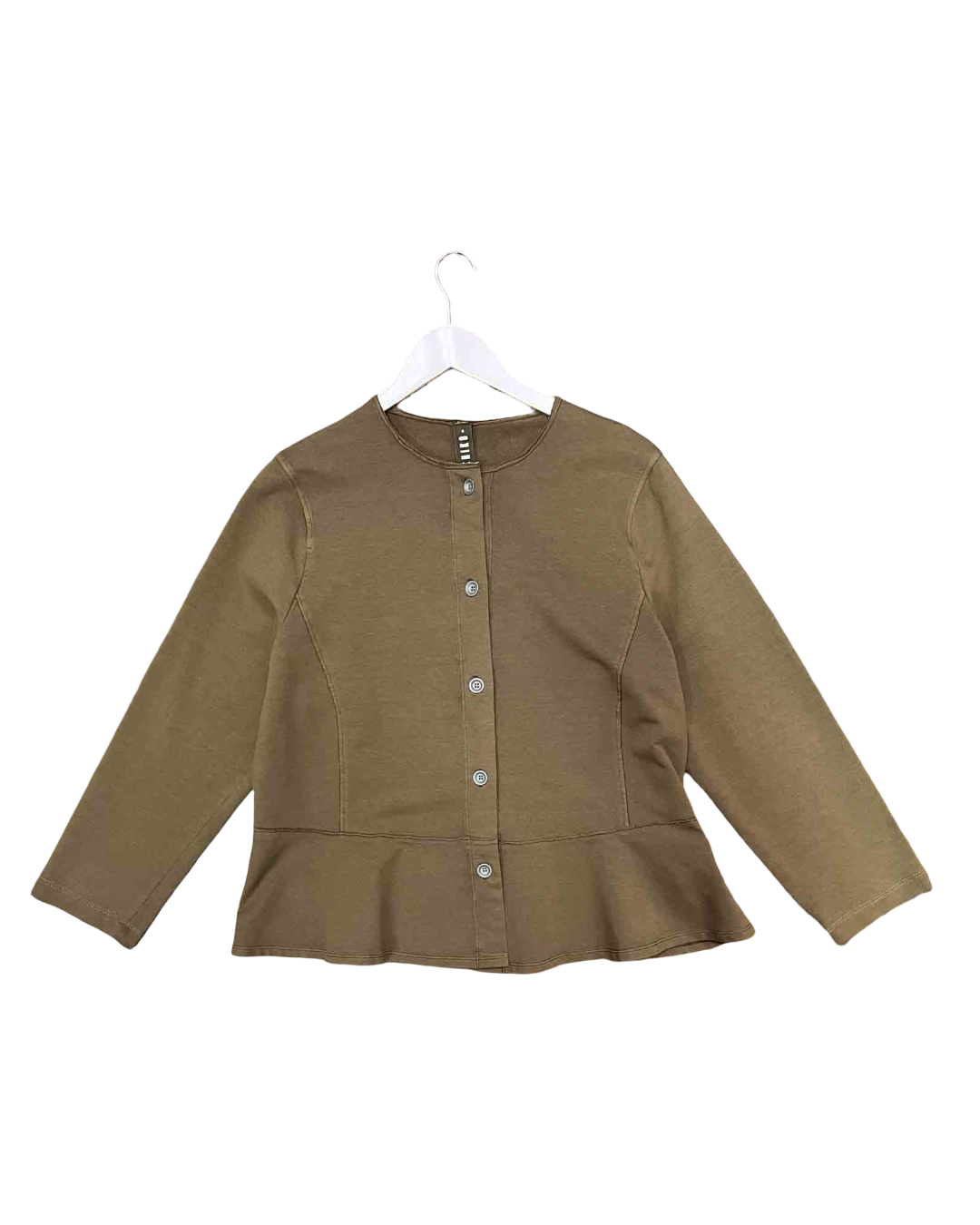 Size 14 | Ischiko Olive Peplum Button-up Top
