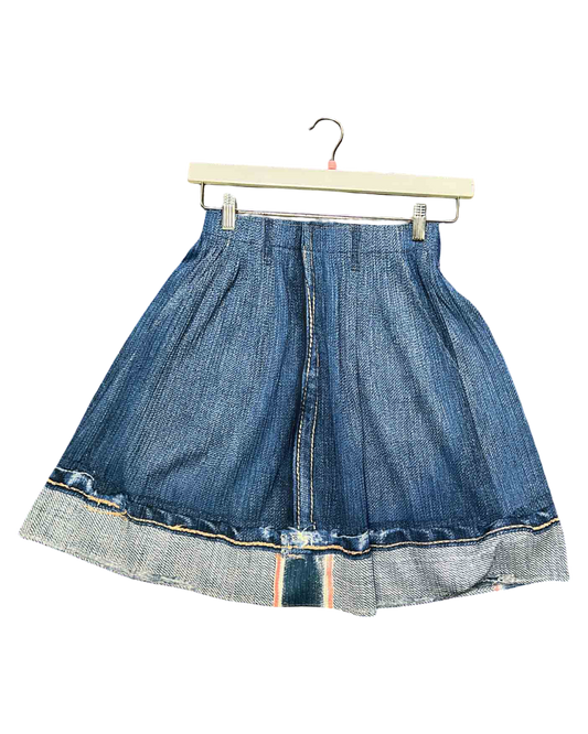 Size 2 (M) | Issey Miyake Pleats Please Denim Flare MiniSkirt