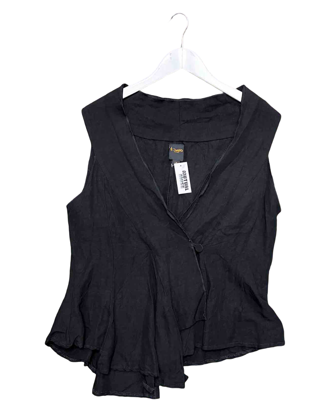 Size 14 (XL) | Kondo Tricot Black Linen Asymmetric Vest