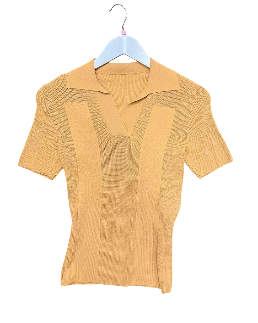 Size S | Jacquemus Tan Knit Polo Top