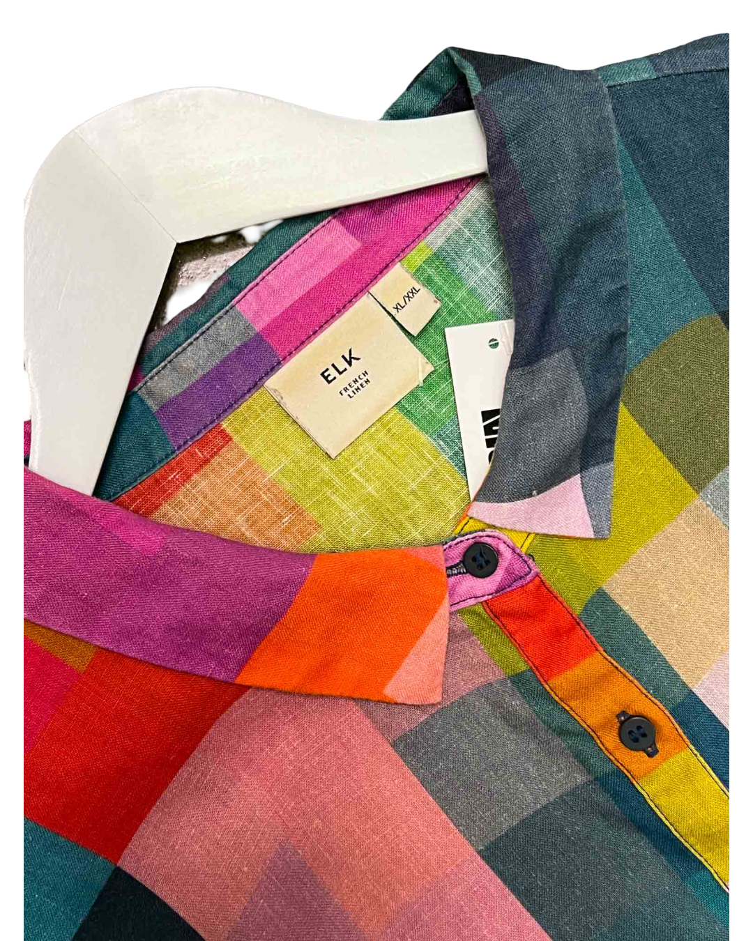 Size XL/XXL | Elk Multi Check Linen Shirt Dress