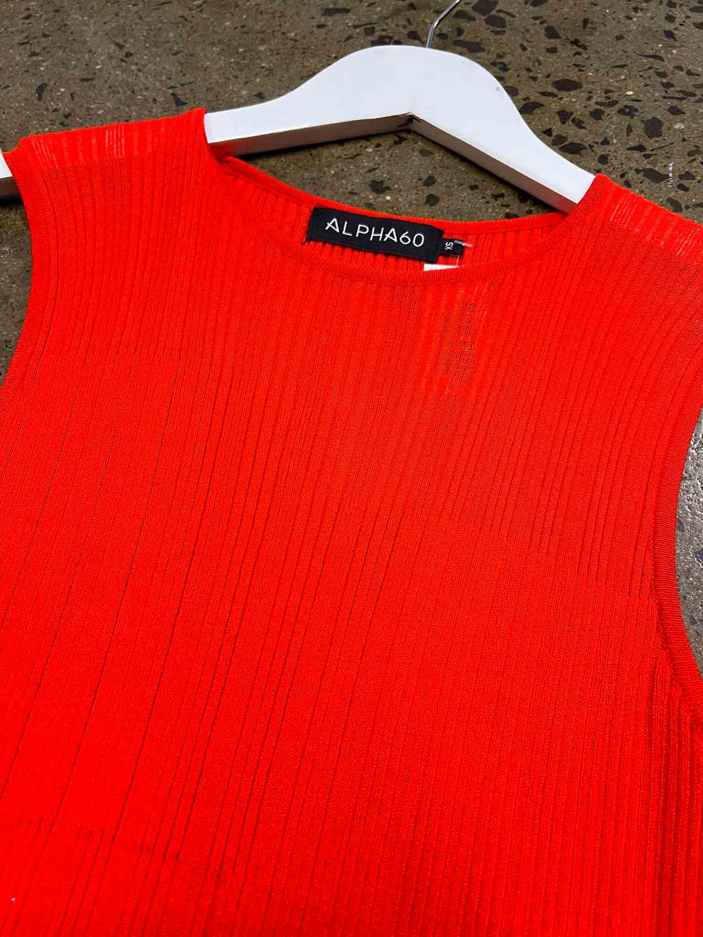 Size XS | Alpha60 Cotton Blend Ribbed Knitted Top