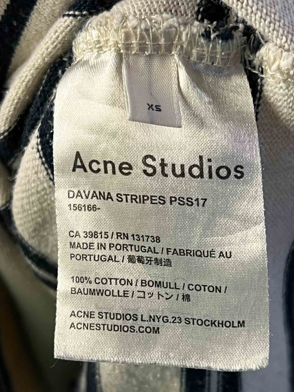 Size XS | Acne Studios White and Navy Striped Top