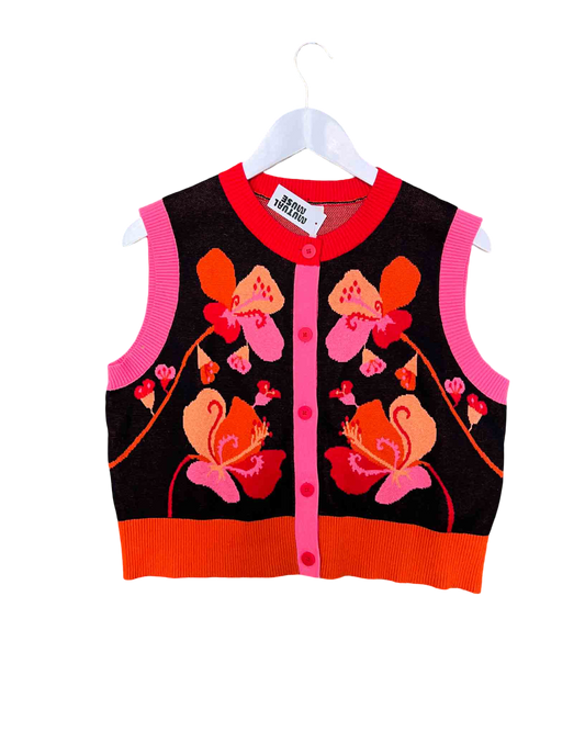 Size 12 | Gorman Black Floral Knit Vest