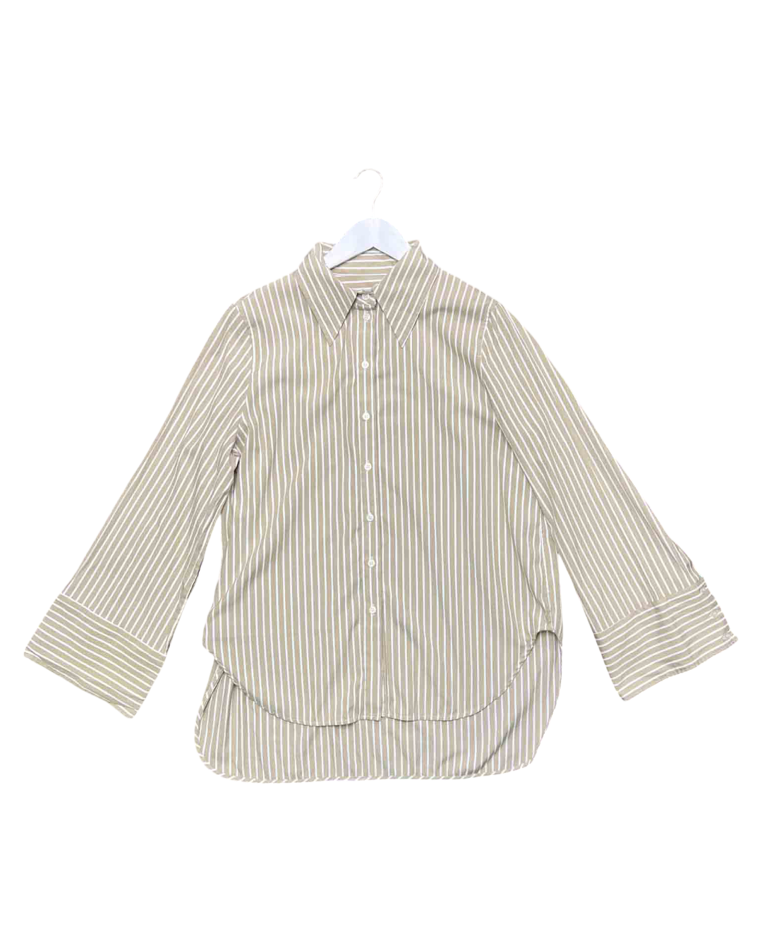 Size M/L | Blanca Beige Poplin Striped Shirt
