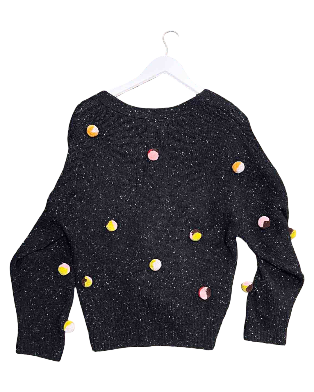 Size S | Gorman Speckled Lambswool Pom Pom Cardigan