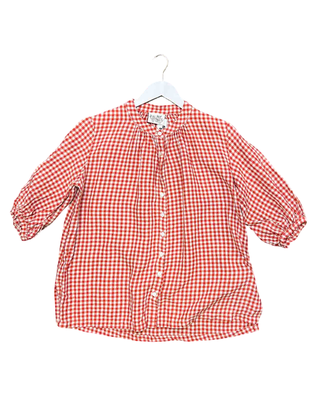 Size XS | Manteau Noir Gingham Linen Short-Sleeve Shirt