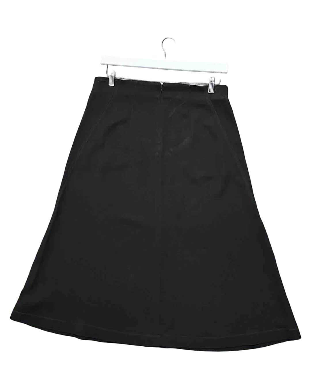 Size 12 | Incu Black Contrast Stitch A-Line Midi Skirt