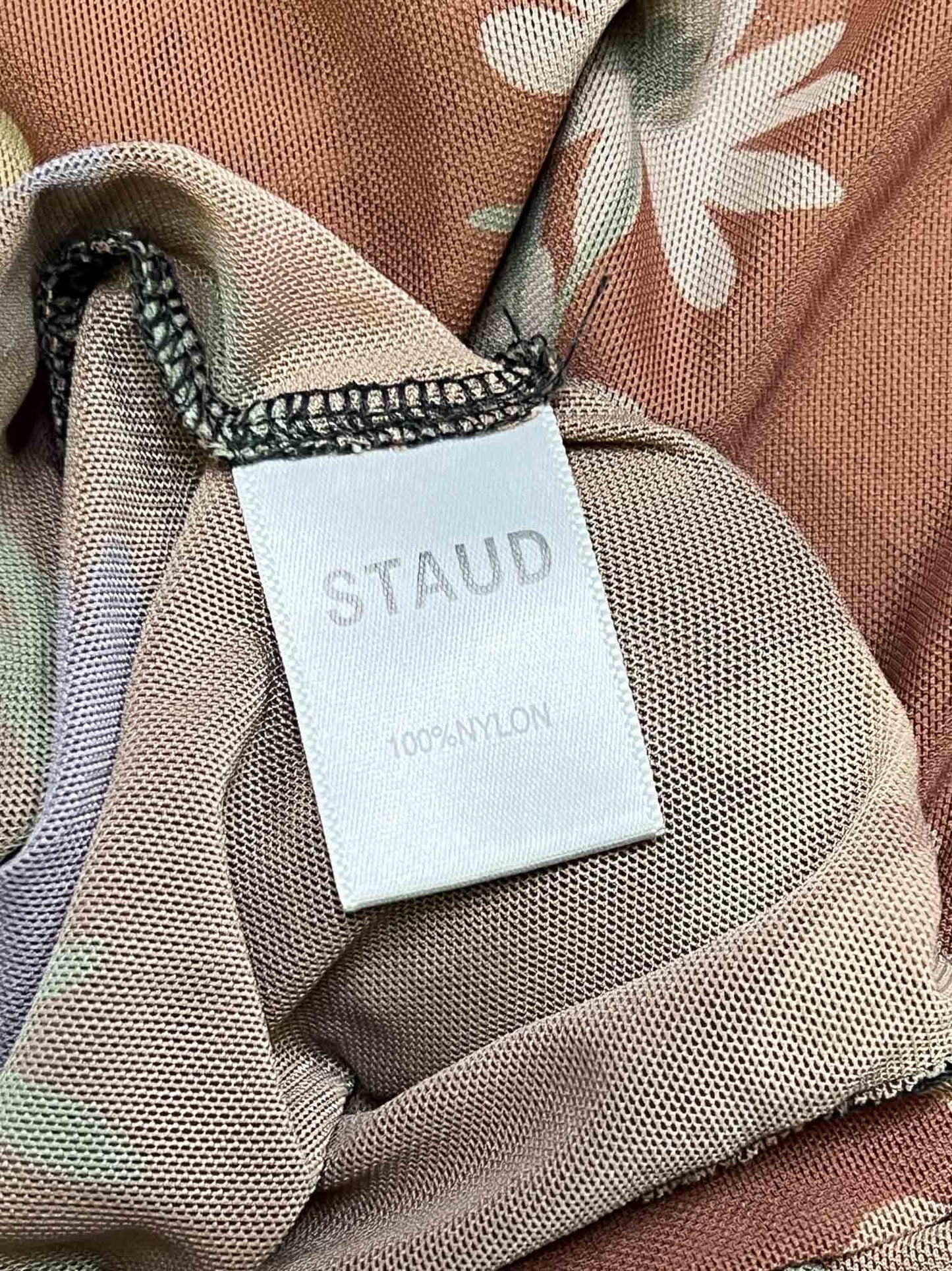 Size M | Staud Helvin Floral Mesh Turtleneck Top
