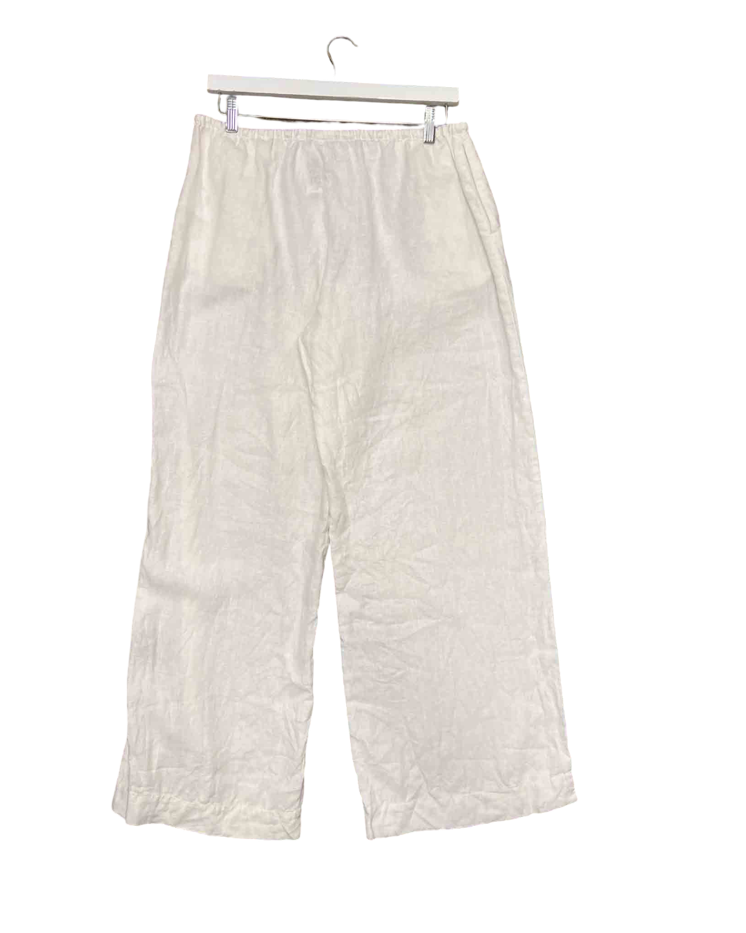 Size L | Venroy White Linen Wideleg Pants