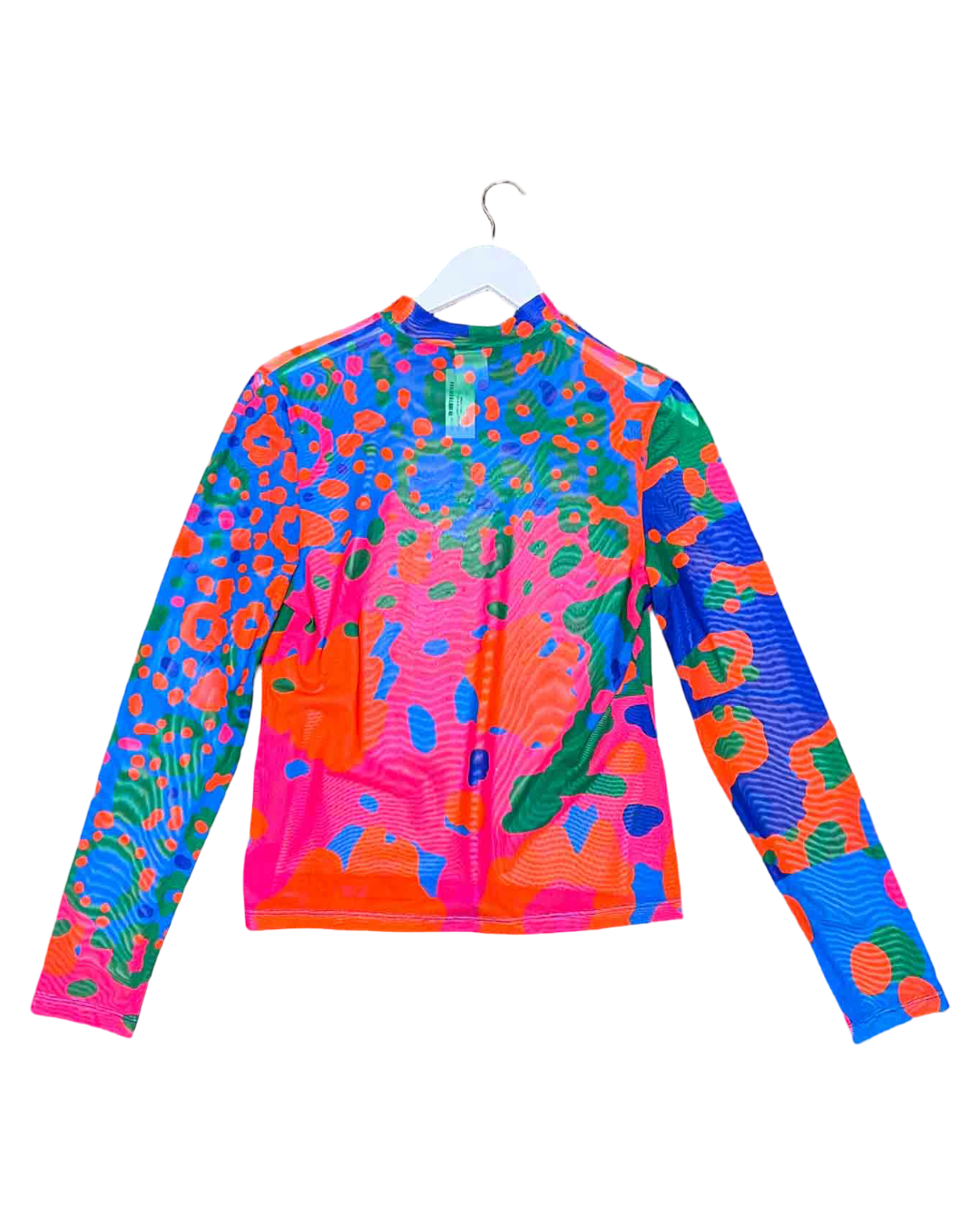 Size L (12) | FOOL Kaleidoscopic Mesh Long-Sleeve Top NWT