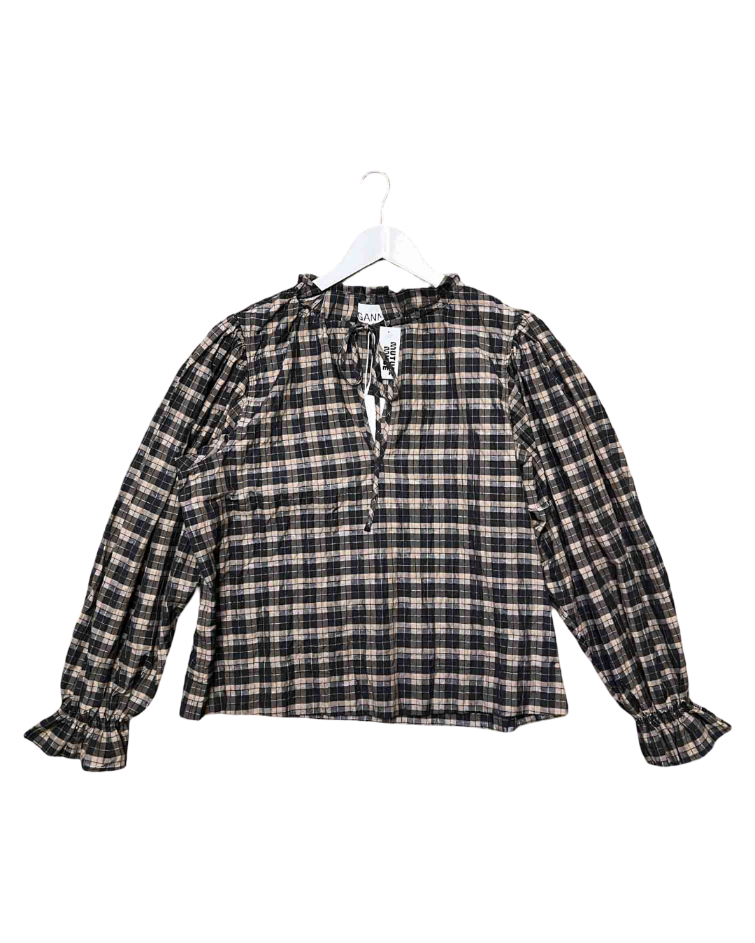 Size 44 (16) | Ganni Gingham Seersucker Top NWT