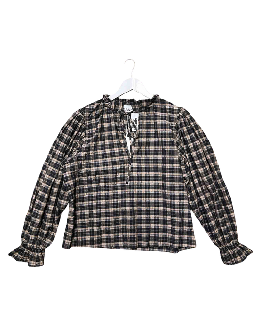 Size 44 (16) | Ganni Gingham Seersucker Top NWT