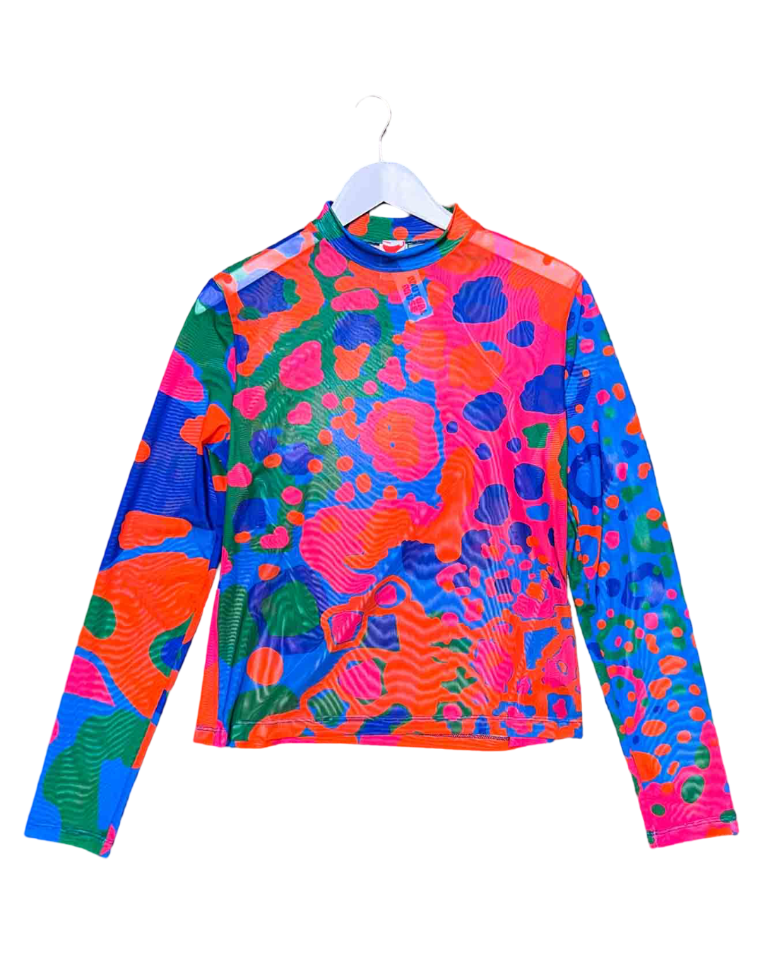 Size L (12) | FOOL Kaleidoscopic Mesh Long-Sleeve Top NWT