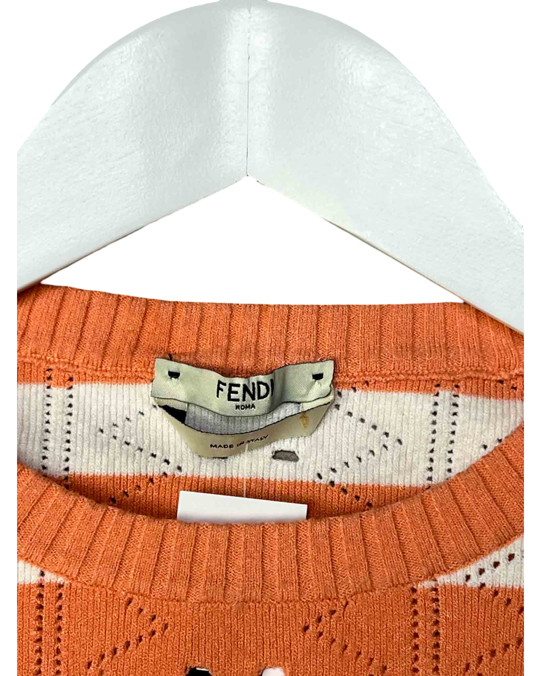 Size M | Fendi Pink and White Striped Knit Top