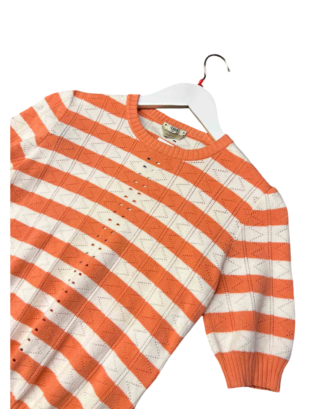 Size M | Fendi Pink and White Striped Knit Top
