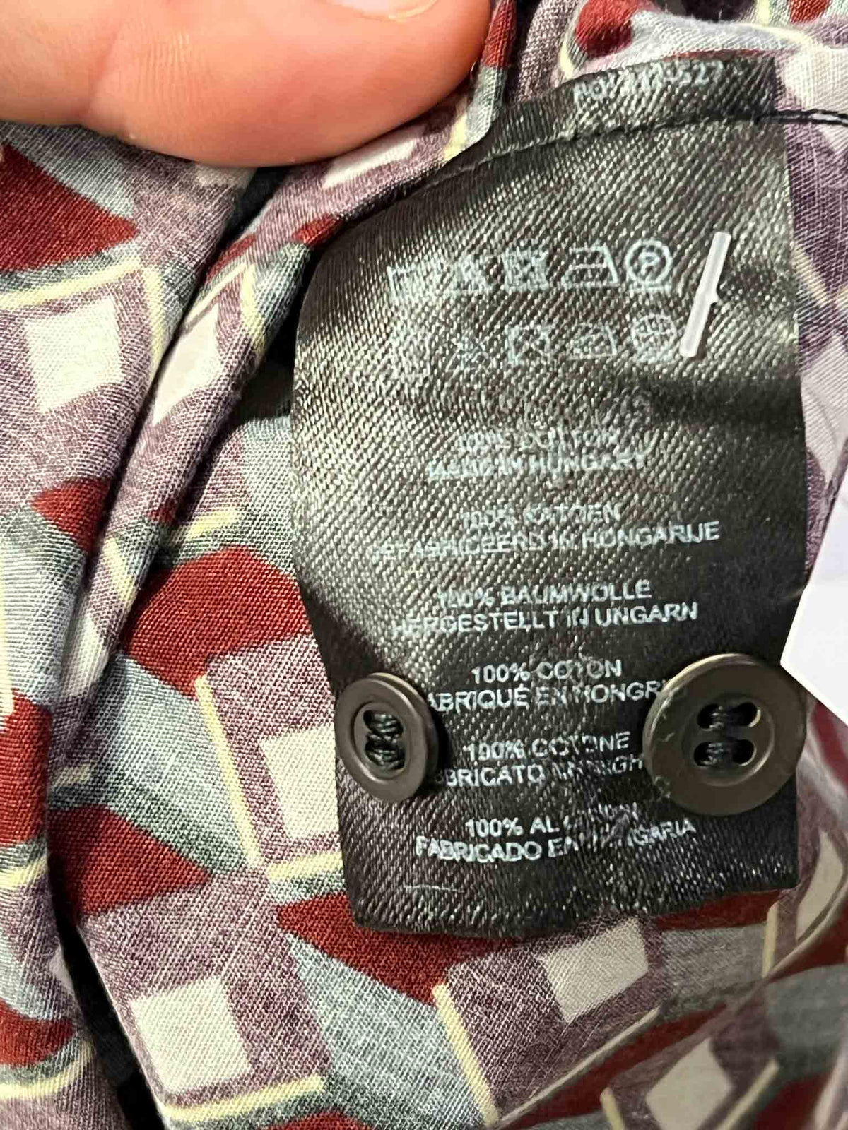Size L | Dries Van Noten Burgundy Geometric Shirt