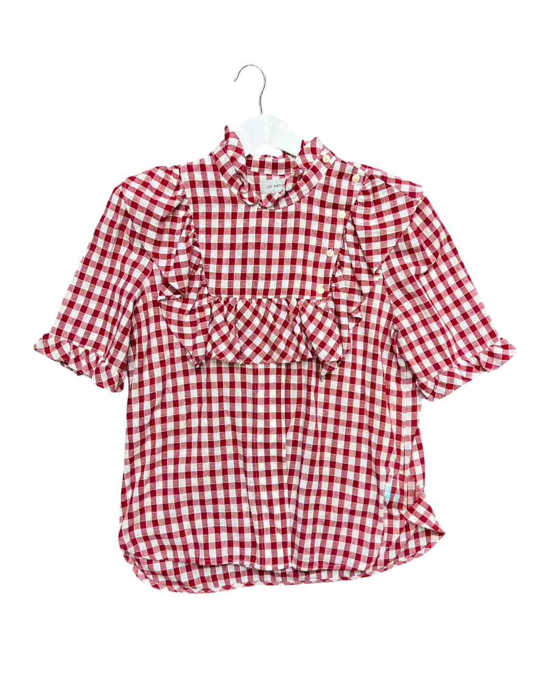 Size 3 (12) | Lee Mathews Germaine Ruffle Trimmed Cotton Gingham Top