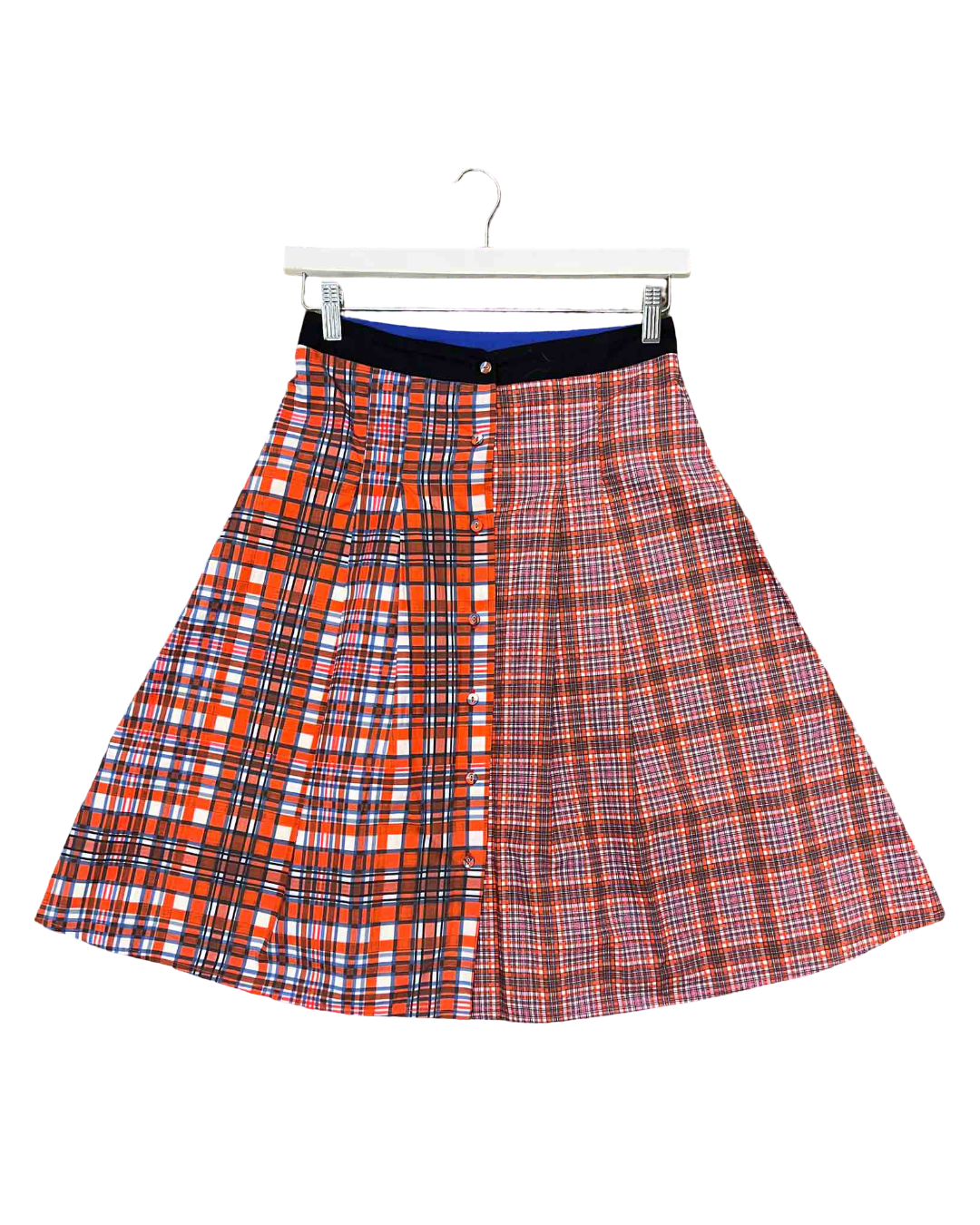 Size S | Etre Cecile Red Patchwork Plaid Pleated Skirt