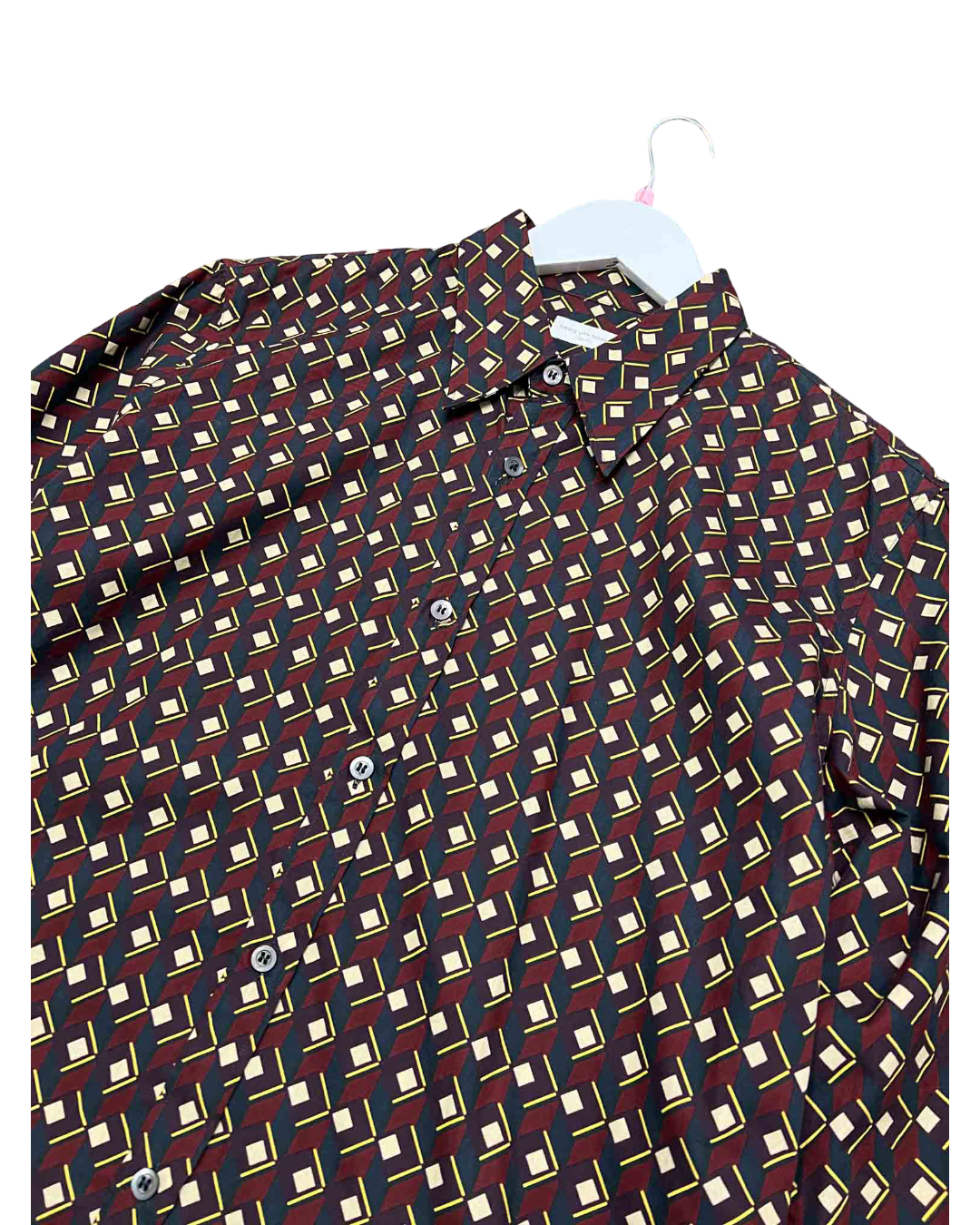 Size L | Dries Van Noten Burgundy Geometric Shirt