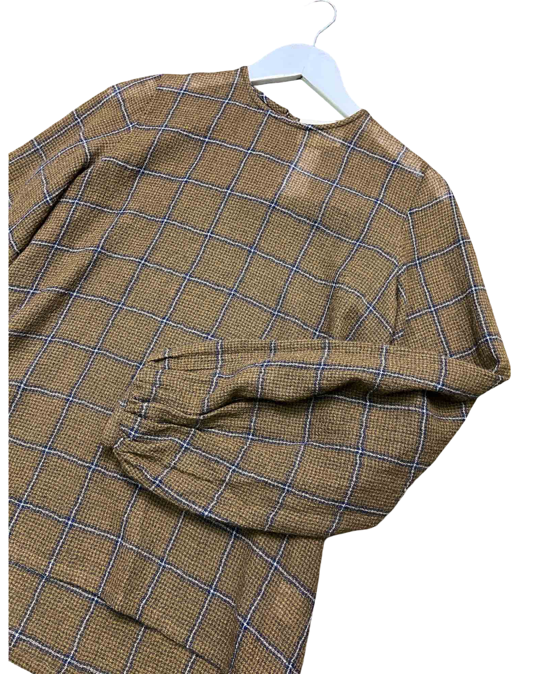 Size S | Matin Brown Wool Check Top