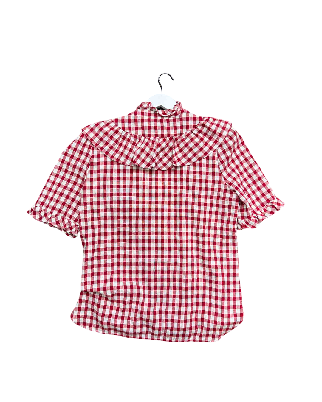Size 3 (12) | Lee Mathews Germaine Ruffle Trimmed Cotton Gingham Top
