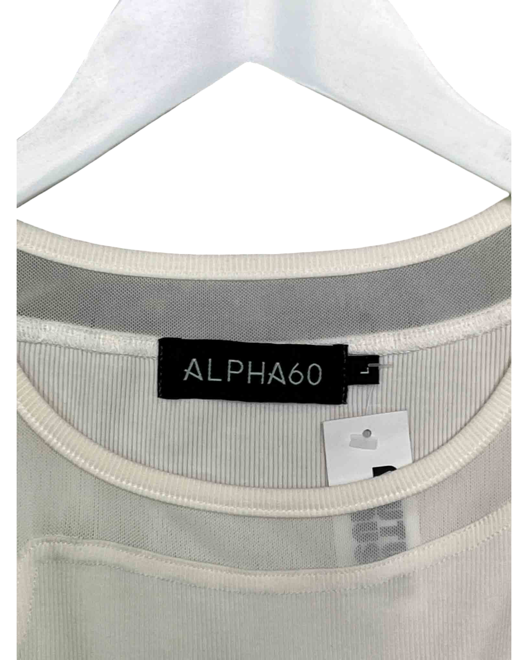 Size L | Alpha60 White Ribbed Tank Top
