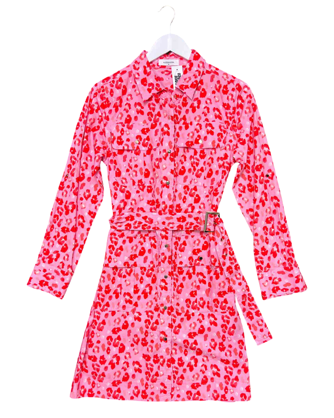 Size XS | Alessandra Pink Leopard Shirt Dress