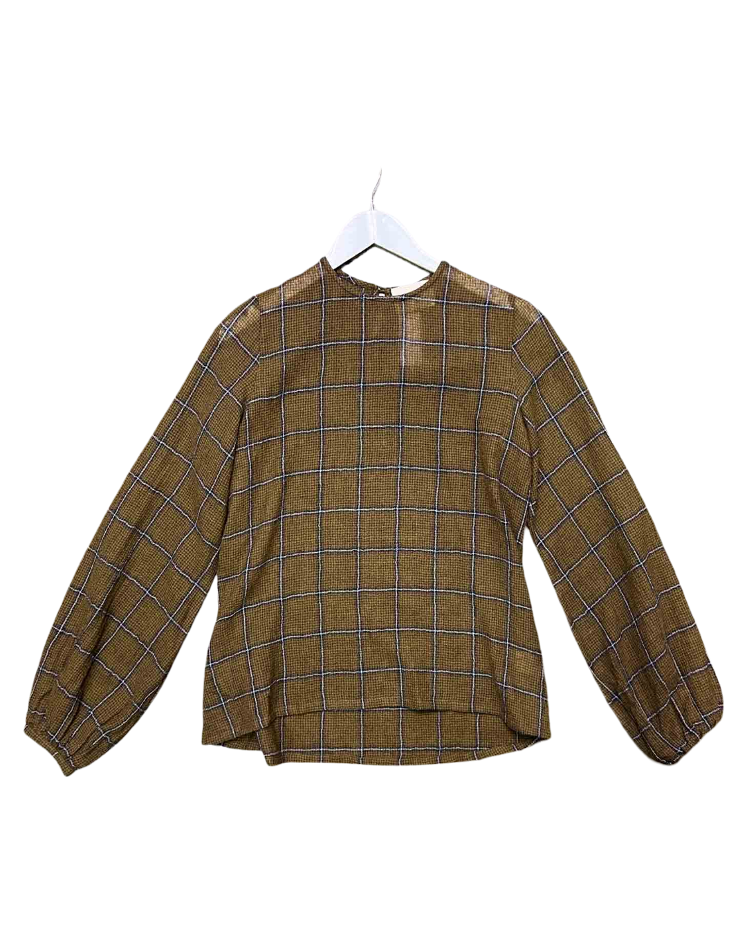 Size S | Matin Brown Wool Check Top