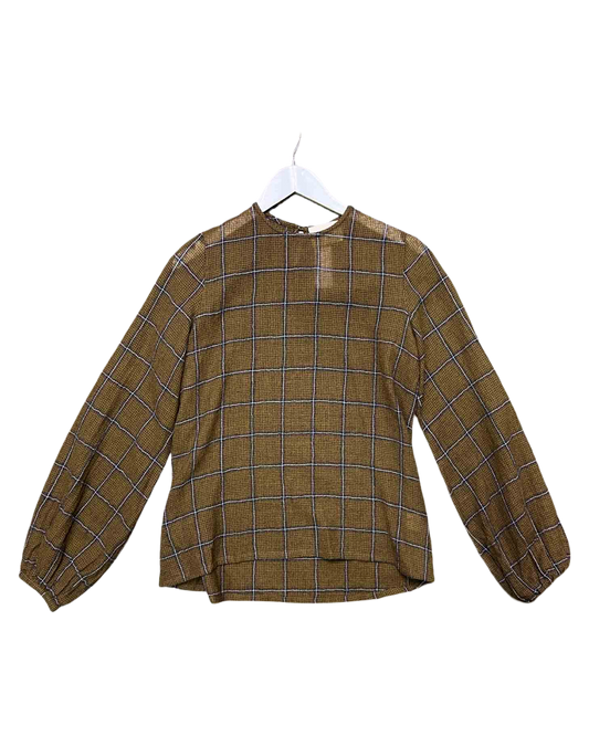 Size S | Matin Brown Wool Check Top