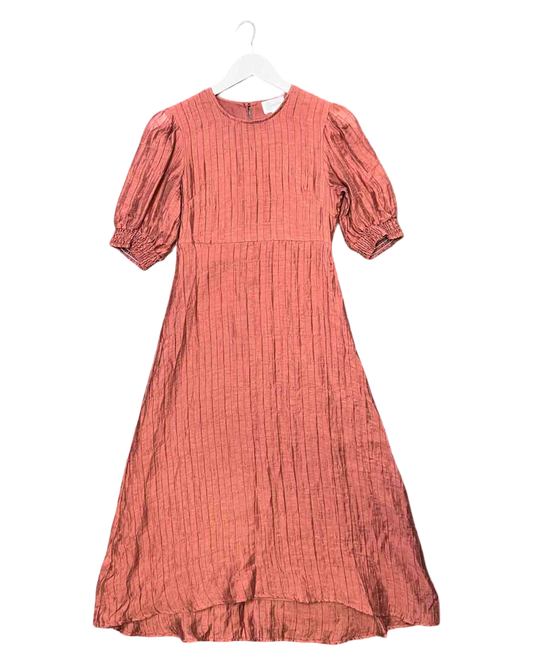 Size 6 | Leonard St Terracotta Puff Sleeve Midi Dress