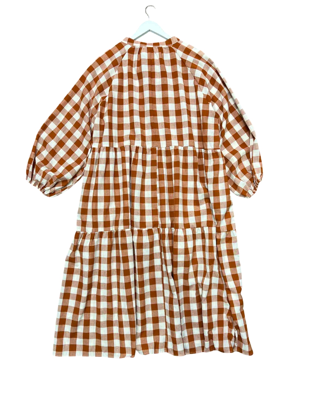 Size M/L | The Lullaby Club Rust Gingham Maxi Smock Dress