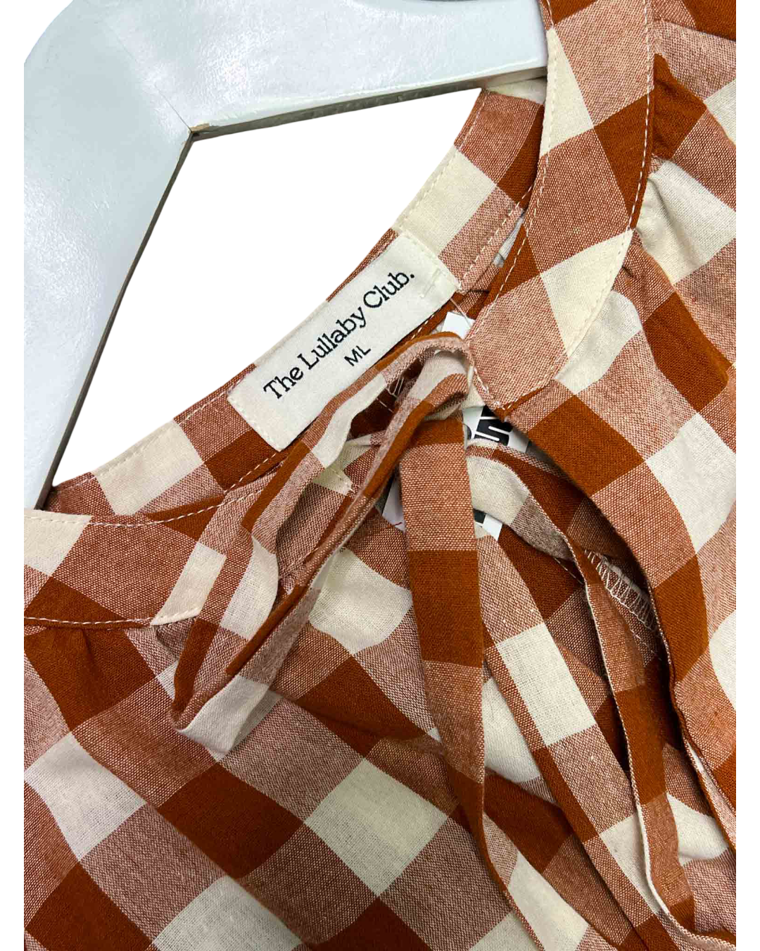 Size M/L | The Lullaby Club Rust Gingham Maxi Smock Dress