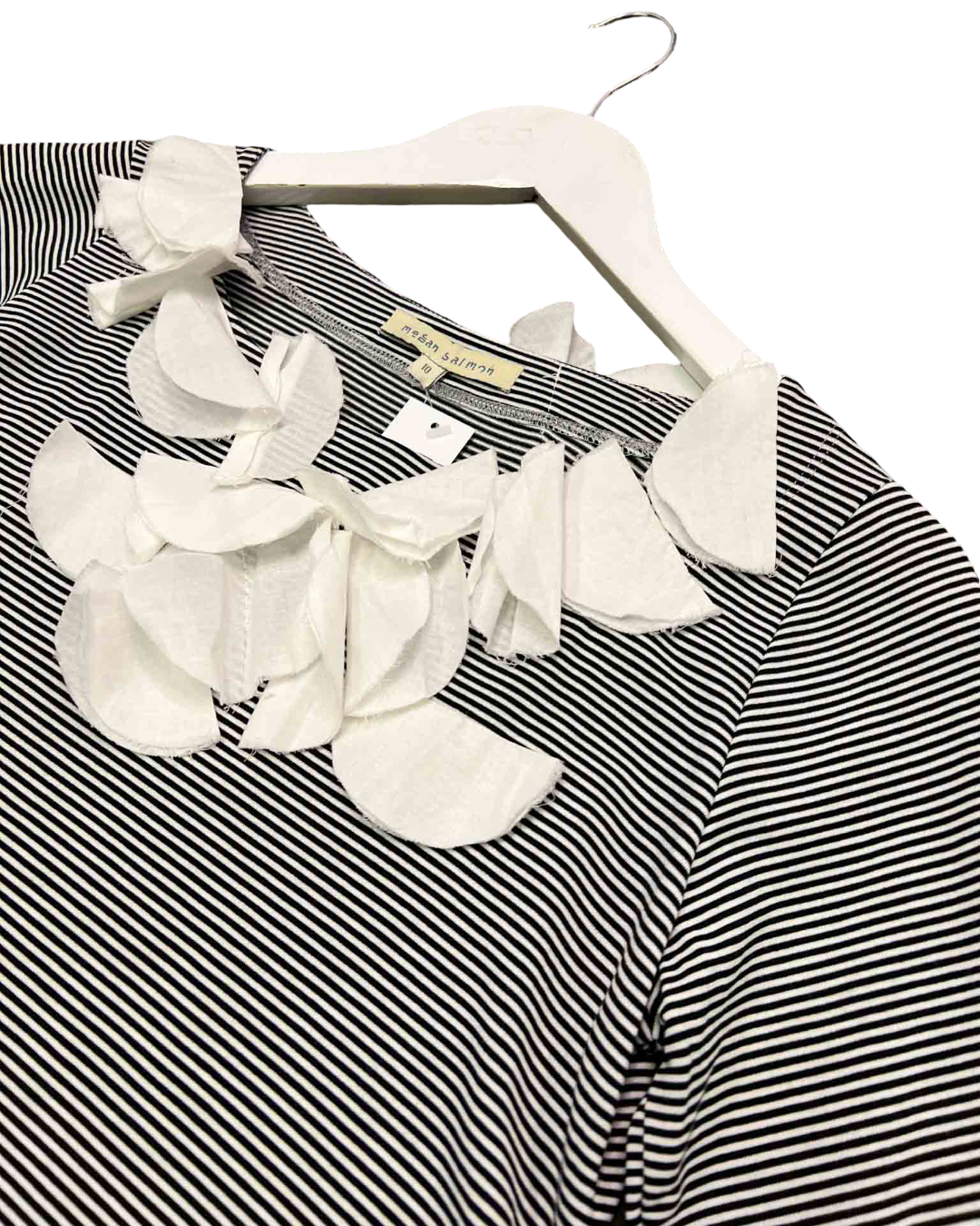 Size 10 | Megan Salmon Black and White Striped Top NWT