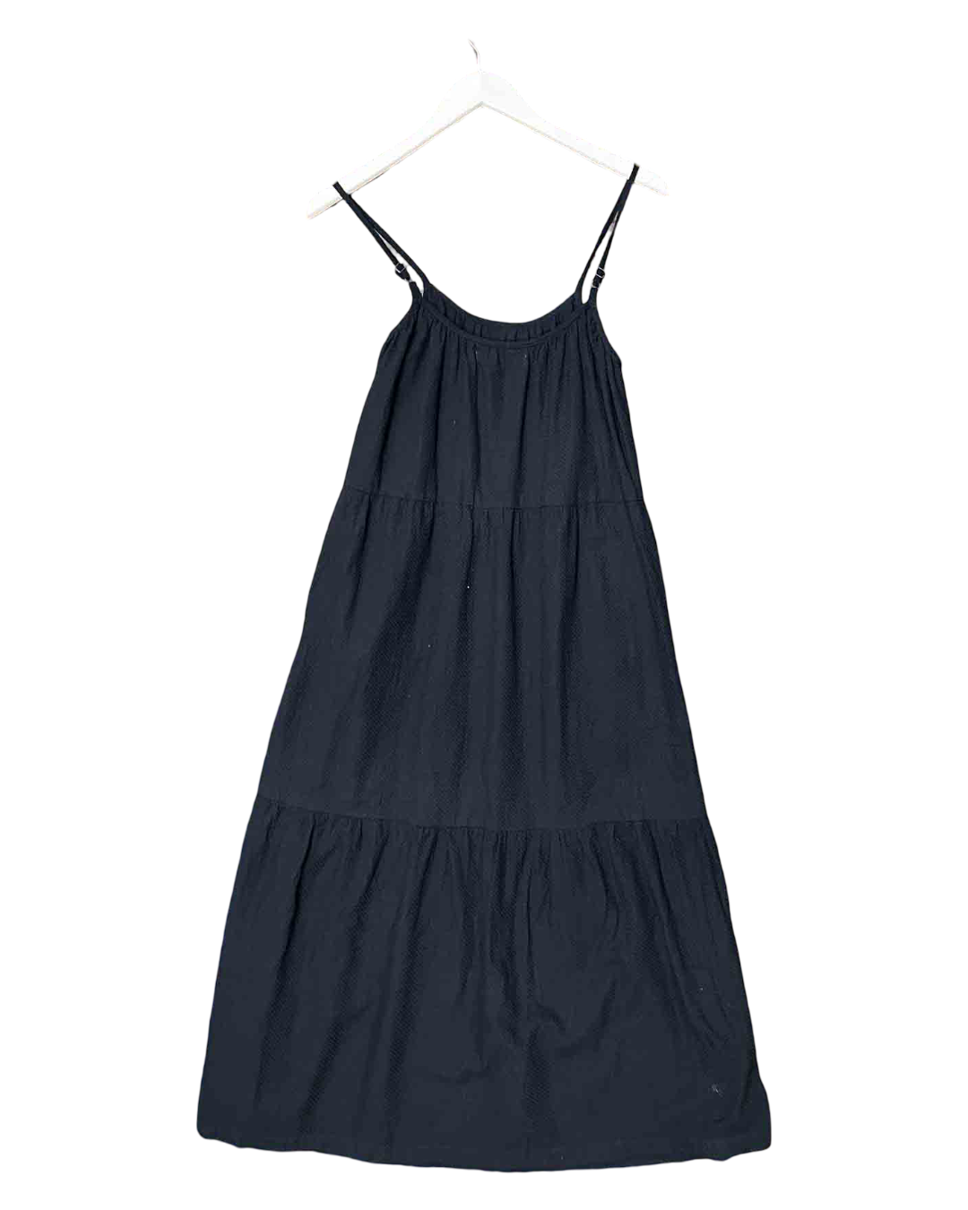 Size 6 | Handsom Tiered Navy Cotton Midi Dress