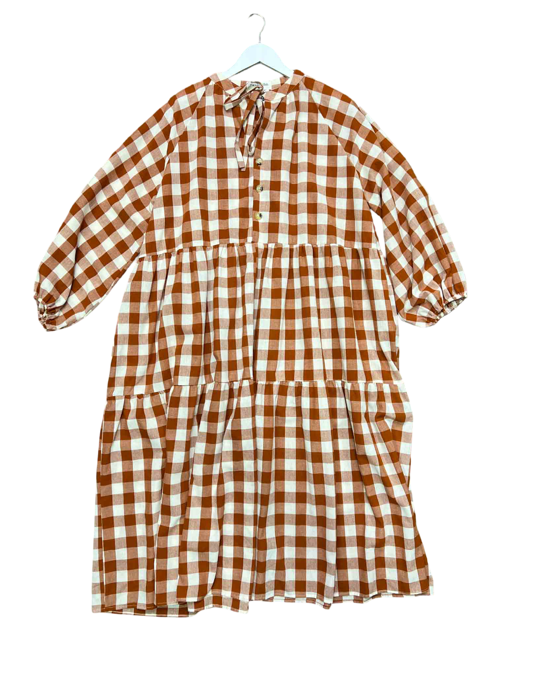 Size M/L | The Lullaby Club Rust Gingham Maxi Smock Dress