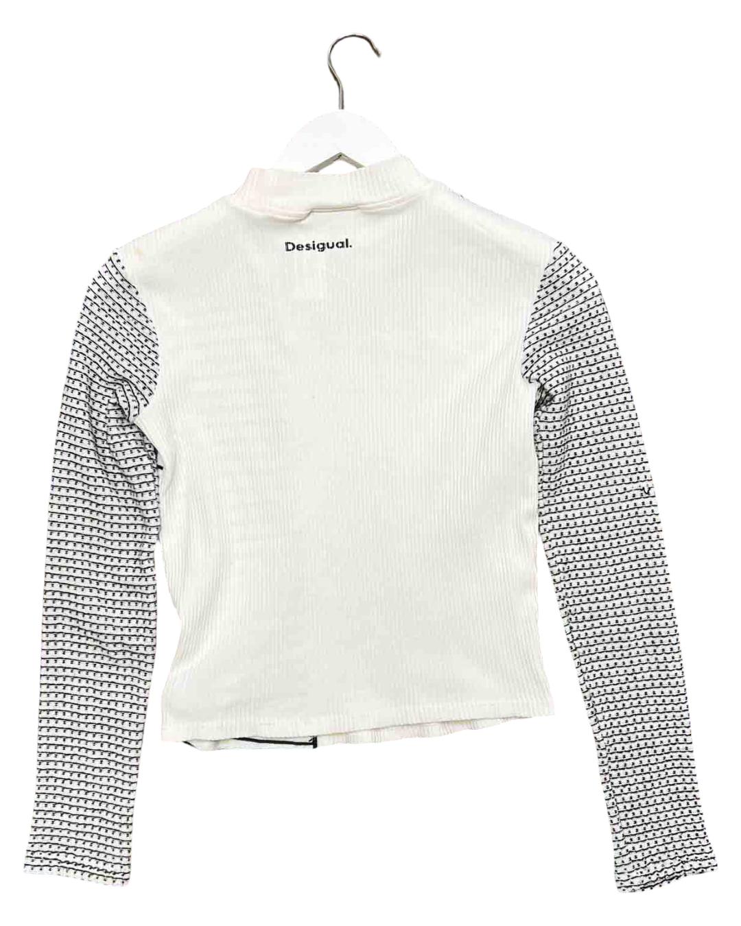 Size S | Desigual Black/White Asym Long-Sleeve Top