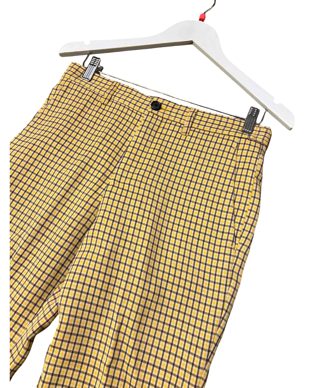 Size XS | Miu Miu Yellow Check Wool Tailored Pants