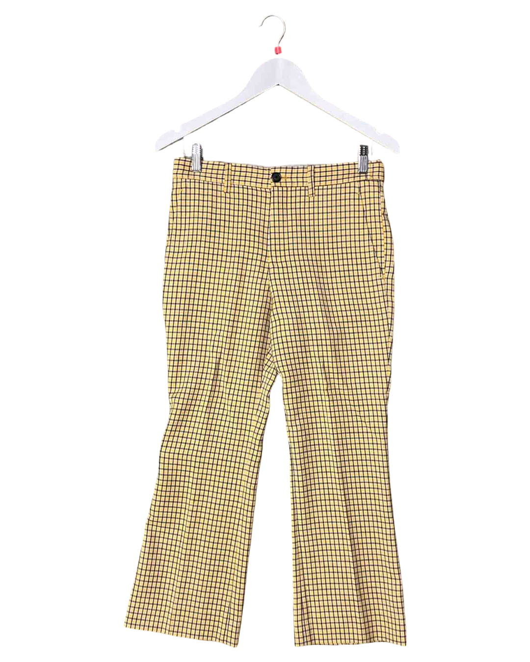 Size XS | Miu Miu Yellow Check Wool Tailored Pants