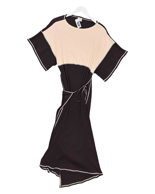 Size S | Baserange Organic Cotton Claire Two-Toned Wrap Dress