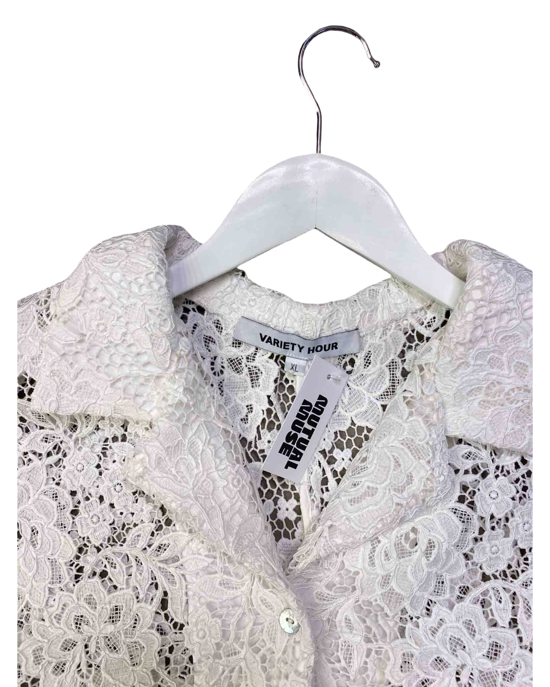 Size XL | Variety Hour White Lace Shirt