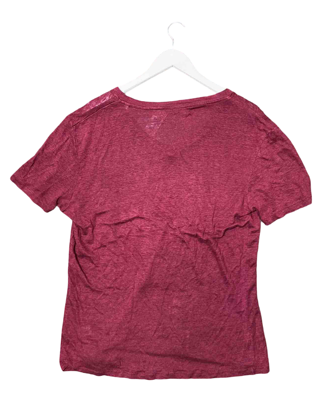 Size XL | SABA Burgundy Linen V-Neck T-shirt