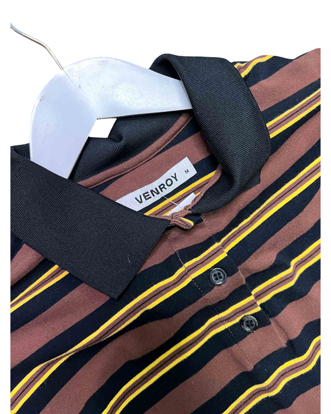 Size M | Venroy Brown Stripe Polo