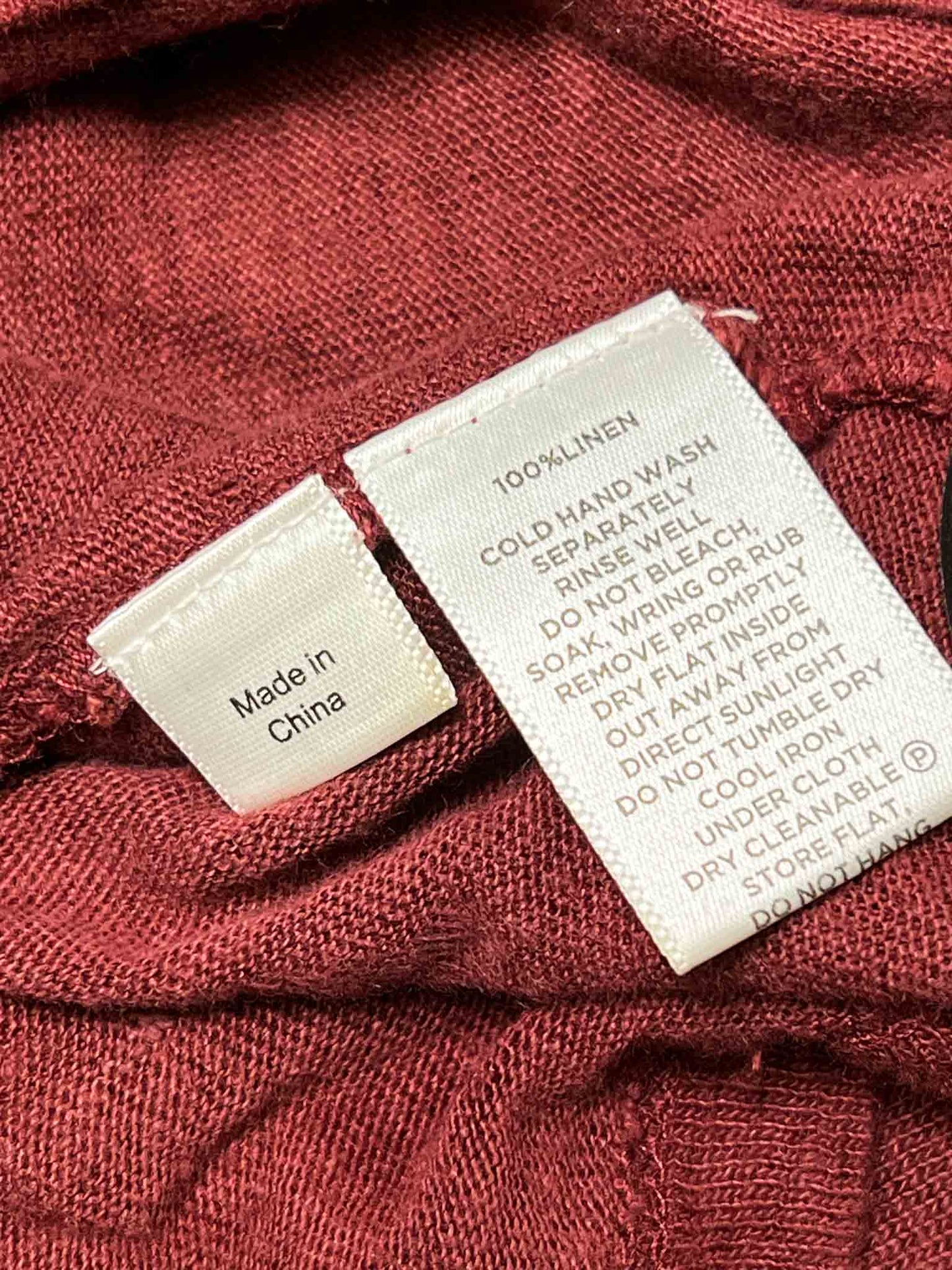 Size XL | SABA Burgundy Linen V-Neck T-shirt