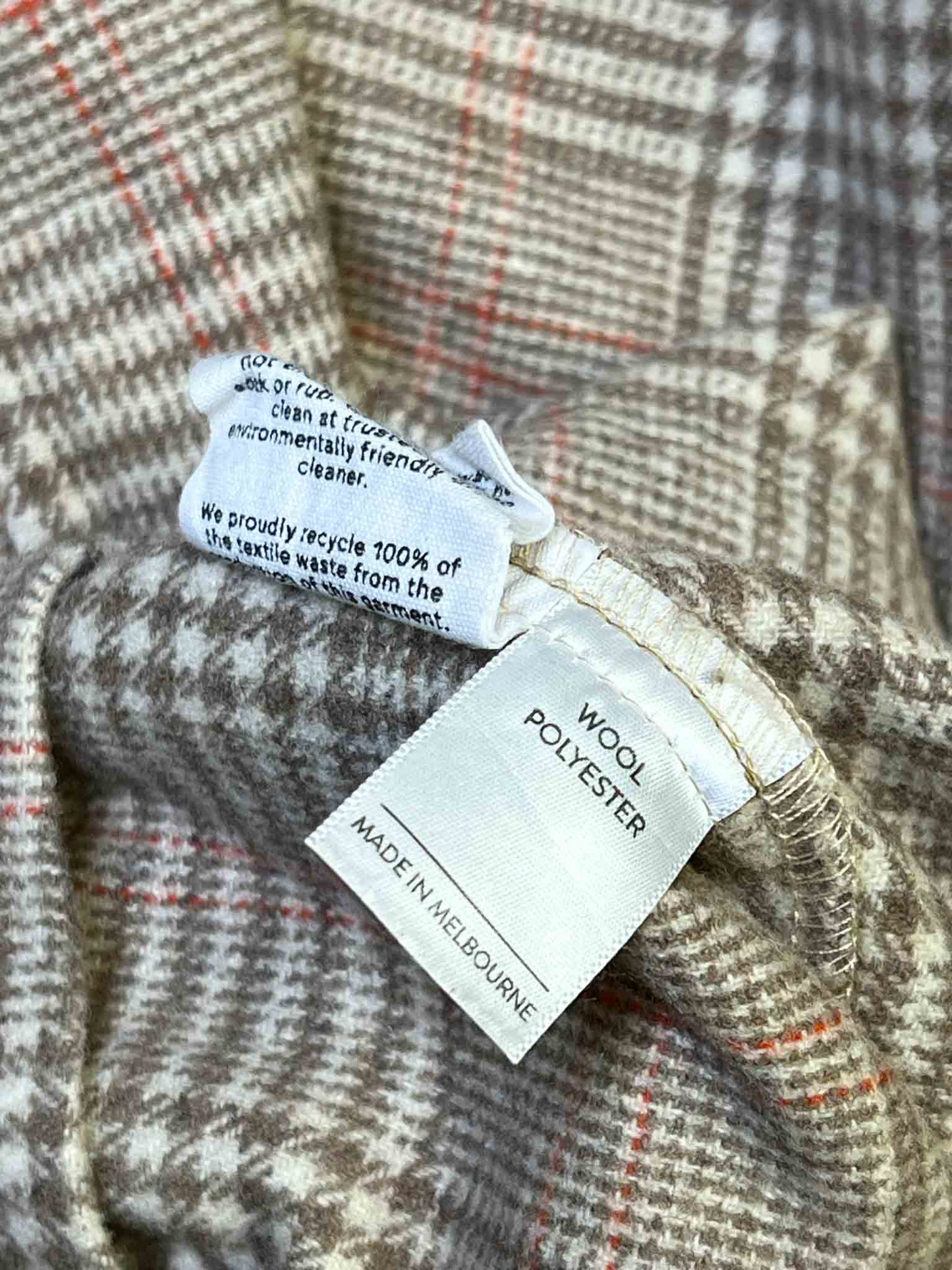 Size 10 (M) | Kuwaii Beige Houndstooth Pants