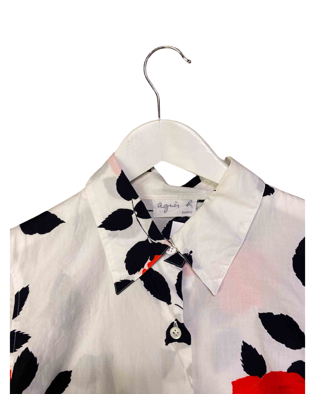 Size 36 (S) | Agnes B White Rose Print Shirt