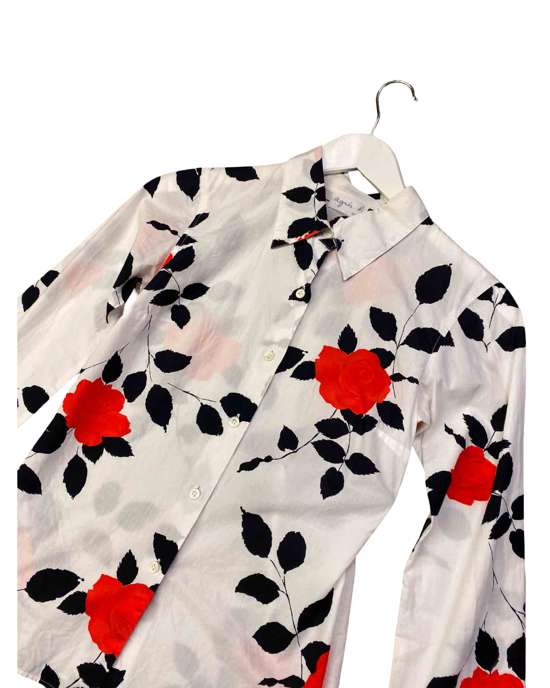 Size 36 (S) | Agnes B White Rose Print Shirt