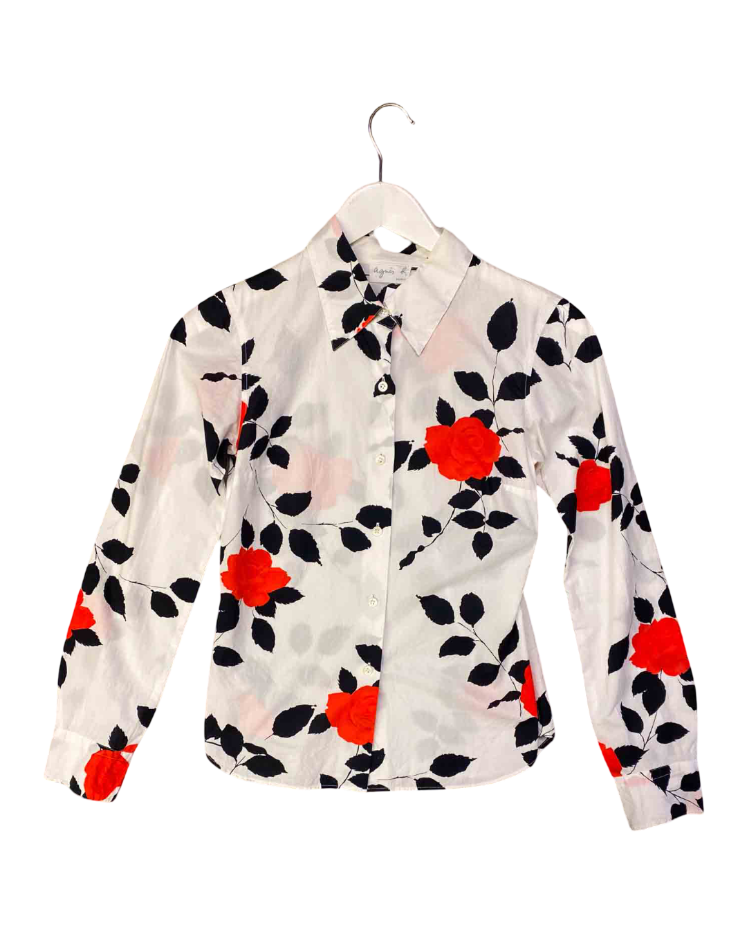 Size 36 (S) | Agnes B White Rose Print Shirt