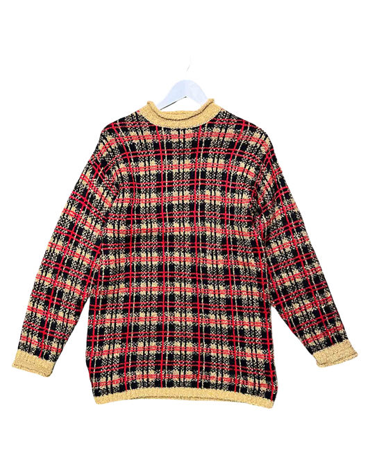 Size 10 (M) | St Michael Plaid Longline Jumper